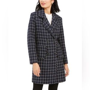 New MARC NEW YORK Double-Breasted Plaid Tweed Coat